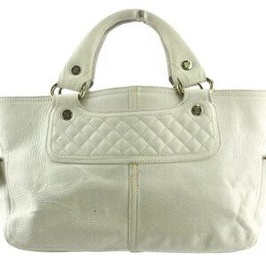 CELINE tote bag boogie bag white leather Authentic L3159